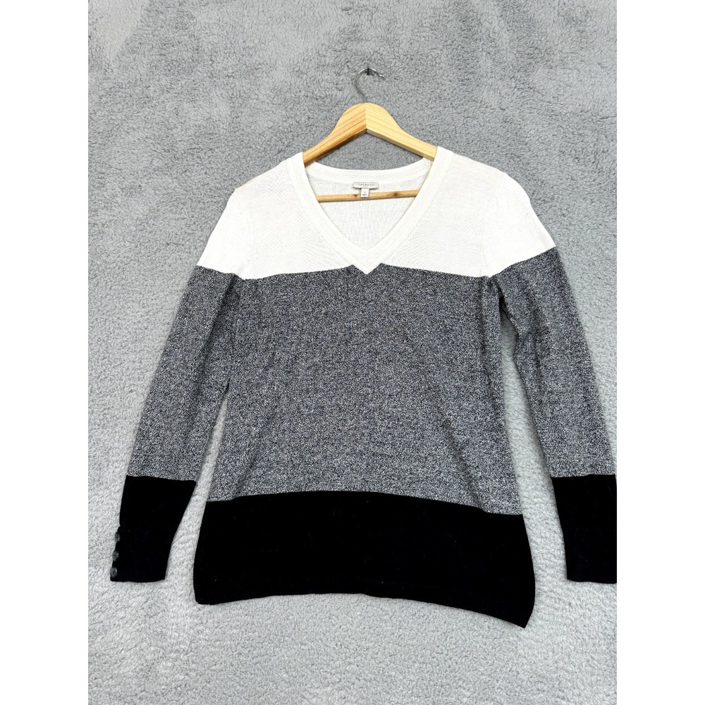 Talbots Sweater Womens S Black White Colorblock Classiccore Classic Basic Preppy